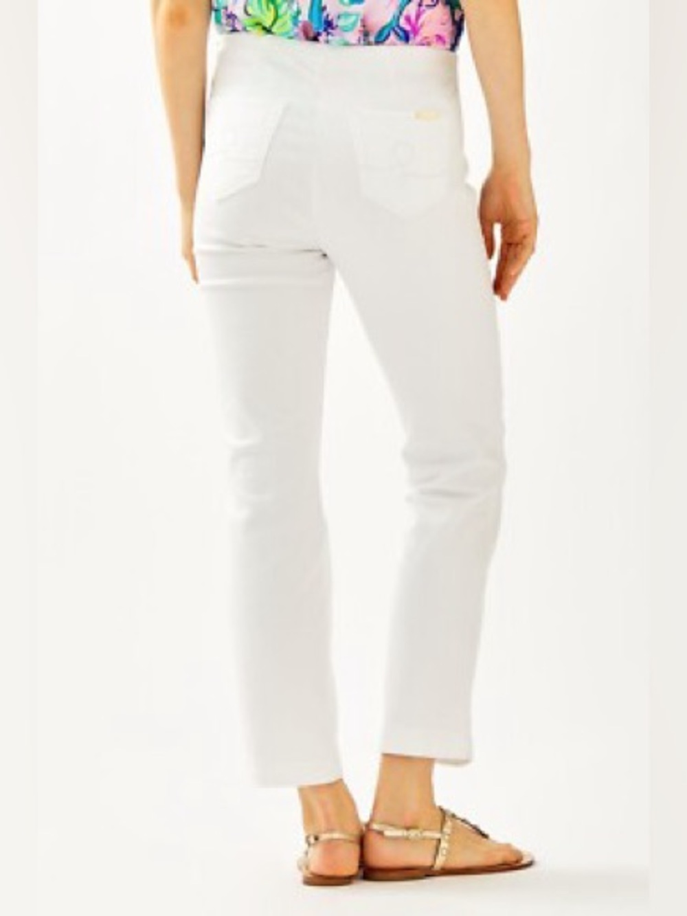 Lilly Pulitzer Ocean Cay High Raise Crop Flare Pant Jeans Resort White Sz 12